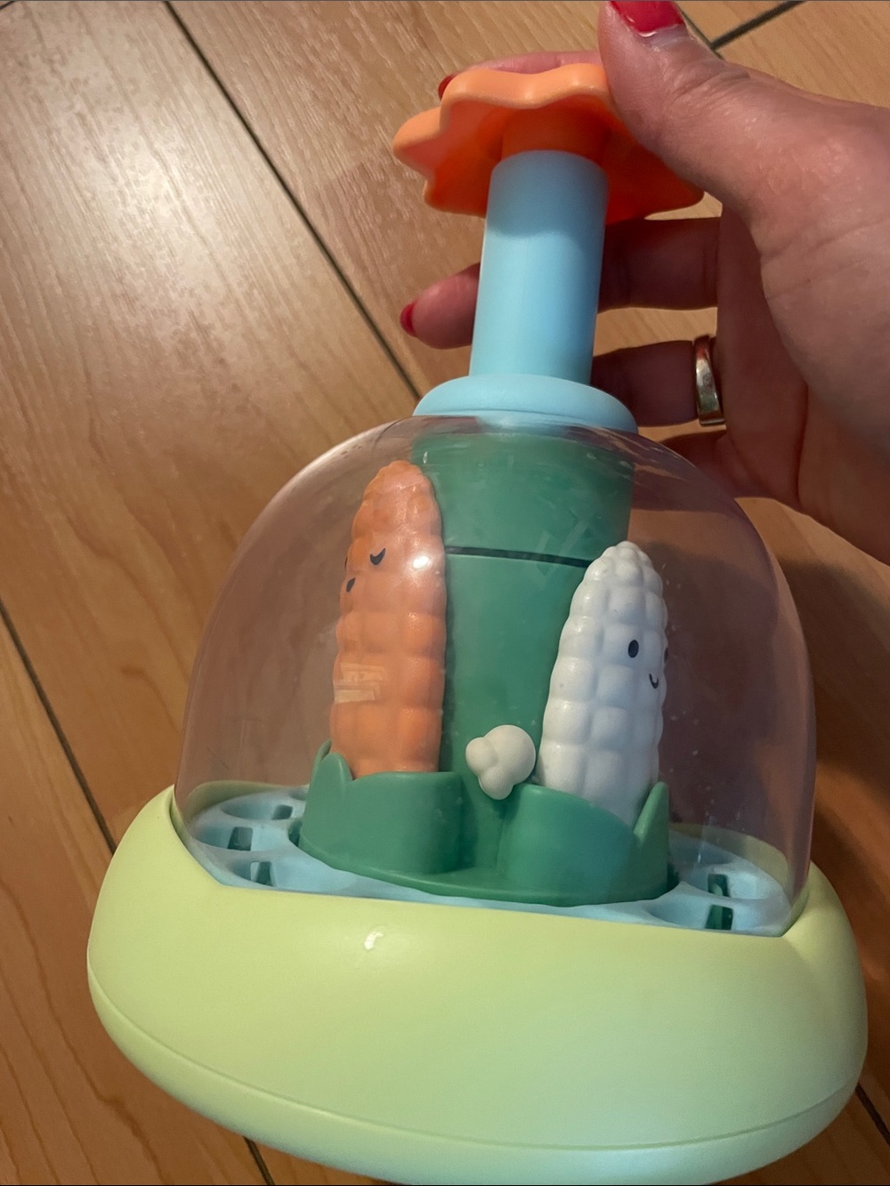 Interactive Pop-Up Corn Toy - Pastel Green, Aqua & Orange - Picture 5 of 6